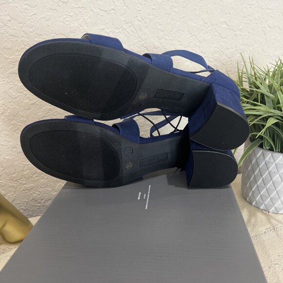 Liz Claiborne Emmah Womens Open Toe Ankle Strap Sandals Navy Size 11 New - Picture 9 of 9